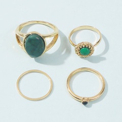 niche design creative geometric emeralds alloy ring set