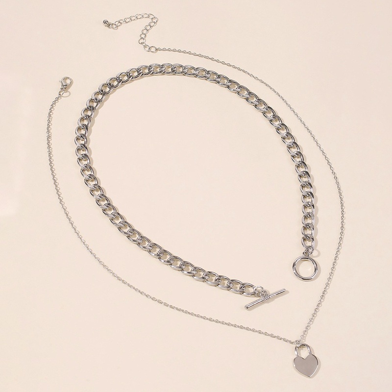 Fashion geometric heart pendant multilayer necklace wholesale