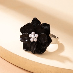 European and American resin flower pearl single ring three-dimensional flower adjustable ring