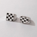 hiphop simple ring black and white heart geometric checkerboard ring twopiecepicture10