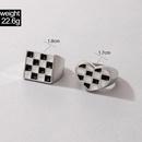 hiphop simple ring black and white heart geometric checkerboard ring twopiecepicture13