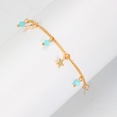 European and American fashion fivepointed star aqua blue beads tassel ankletpicture13