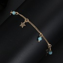 European and American fashion fivepointed star aqua blue beads tassel ankletpicture14