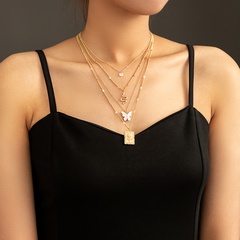 new butterfly snake zircon pendant clavicle chain sweater necklace