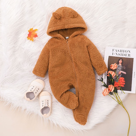 2021 Fall Winter Infant Long Sleeve Romper Solid Color Baby Cute Hooded One-piece  NHSSF503718's discount tags