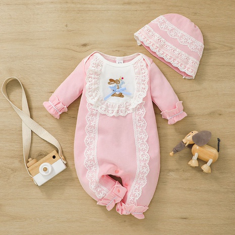 Autumn baby clothes cute baby pink long-sleeved one-piece children's clothes romper  NHSSF503731's discount tags
