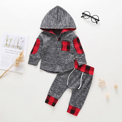 Children's gray casual hooded top suit for small and medium boys autumn sweater two-piece  NHSSF503739's discount tags