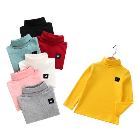 T-shirt turtleneck candy color Korean children's long-sleeved autumn and winter bottoming shirt NHSSF503742's discount tags