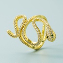 design geometric serpentine winding copper microinlaid zircon ring fashion open ringpicture8