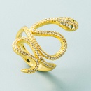design geometric serpentine winding copper microinlaid zircon ring fashion open ringpicture9