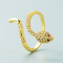 European and American geometric snakeshaped winding copper microinlaid zircon open ringpicture11