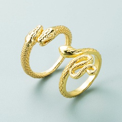 European and American cross-border retro double-headed snake shape ring hip-hop copper ring