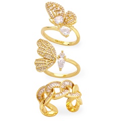 full zircon metal ring light luxury niche butterfly open index finger ring