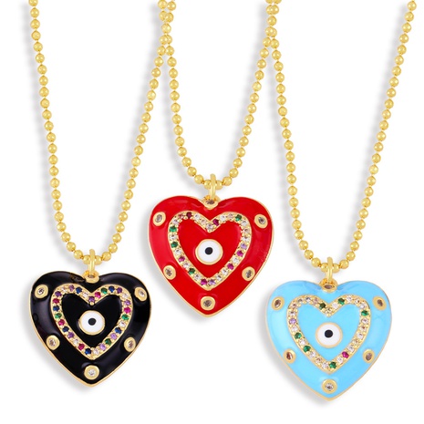 European and American drop oil heart-shaped devil's eye pendant copper clavicle chain's discount tags