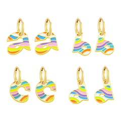 new Bohemian style rainbow oil drop 26 English letters ear buckle earrings wholesale