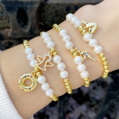 European and American fashion pearl bracelet simple niche trend angel heart lock bracelet