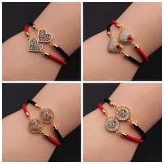 Copper zircon couple peach heart bracelet fashion variety of Valentine's Day adjustable bracelet
