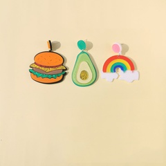 fashion funny acrylic earrings hamburger avocado rainbow earrings women wholesale