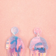 Super shiny silver acrylic colorful earrings pink jellyfish laser acrylic earrings wholesale