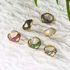 jewelry micro-inlaid zircon love heart ring full diamond heart open ring