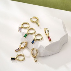 jewelry micro-inlaid zircon colored diamond earrings geometric simple earrings