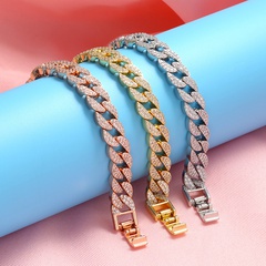Micro-inlaid zircon full diamond Cuban chain hip-hop copper bracelet wholesale