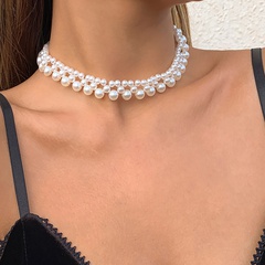 European and American Baroque imitation pearl clavicle necklace