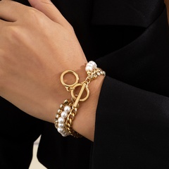 Europäische und amerikanische Perlenkette mehrschichtiges Armband Hip Hop geometrischer Ring Diamantschmuck