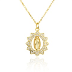 European and American simple diamond-studded Virgin Mary copper Necklace