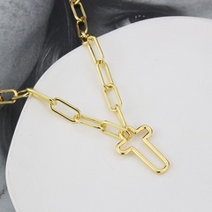 personality cross thick chain copper gold-plated pendant necklace
