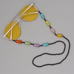 simple acrylic color transparent bear black glass bead glasses chain
