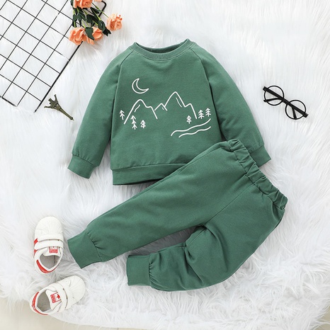 Korean new long-sleeved top two-piece autumn casual suit children's clothing NHLF504649's discount tags