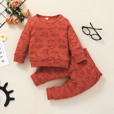 Girls autumn print animal pullover two-piece baby cartoon casual sweater trousers suit  NHLF504654's discount tags