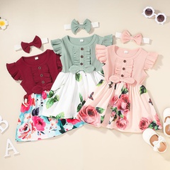 2021 new style baby vest skirt cute summer printing dress casual children's skirt