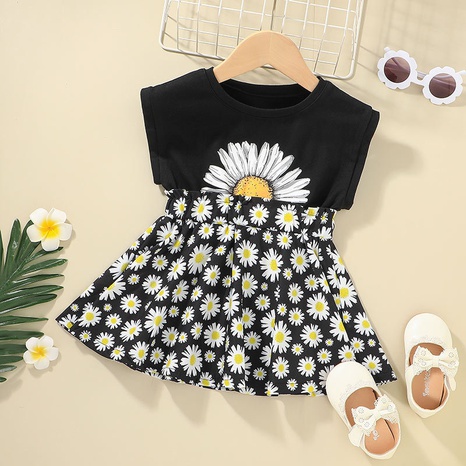 Children's dress new style small chrysanthemum vest skirt children's printing children's skirt  NHLF504682's discount tags