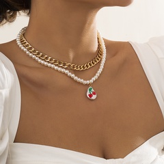 Creative chain temperament shaped imitation pearl fruit necklace