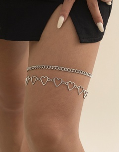chaîne en métal coeur chaîne de cuisse simple personnalité bandage anneau de jambe