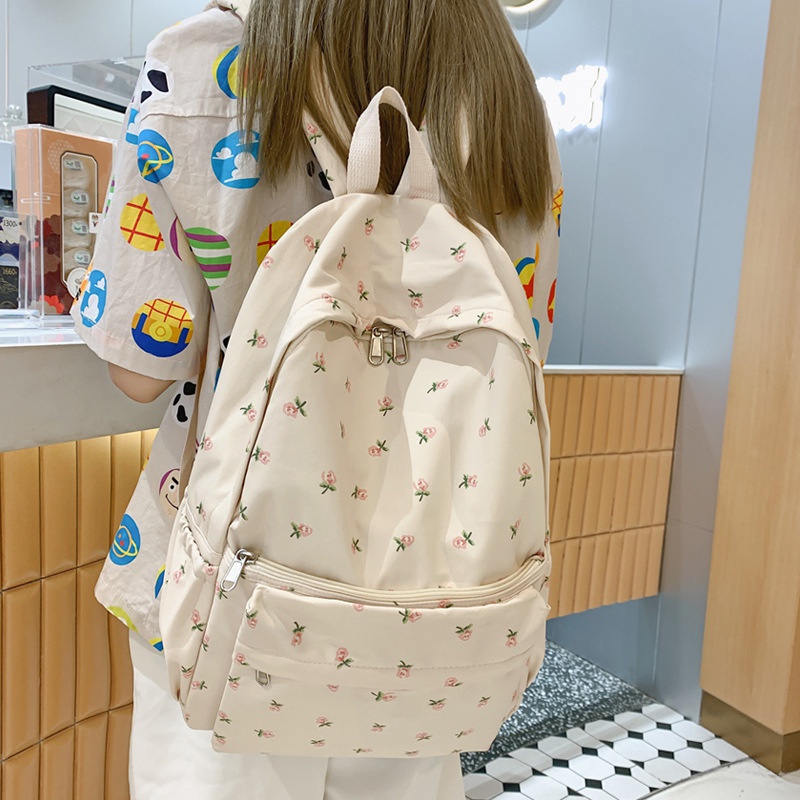 floral printed bag backpack Harajuku travel backpack