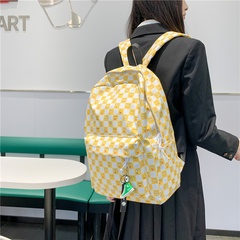 fashion trend color plaid large capacity backpack simple casual buckle campus style student schoolbag