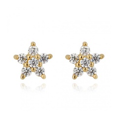 925 silver needle stars inlaid zircon flower earrings five-pointed star copper earrings women