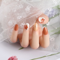 Simple French Manicure Patch  Flower Printing Nail Patch