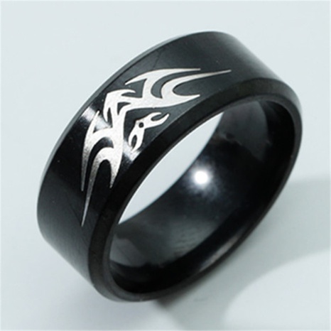 316 titanium steel ring men's punk wings pattern ring's discount tags