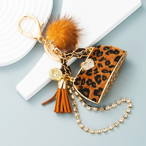 new style key ring personalized leopard print handbag key chain pendant's discount tags