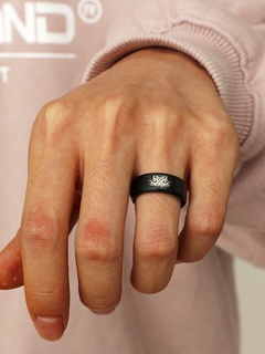 316 titanium steel ring men's retro pattern ring