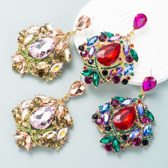 color diamond diamond Rhinestone geometric exaggerated earrings