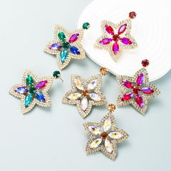 American fashion alloy diamond rhinestone star earrings