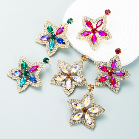 American fashion alloy diamond rhinestone star earrings's discount tags