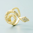 European and American geometric snakeshaped winding copper microinlaid zircon open ringpicture14