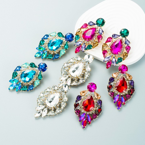 exaggerated fashion drop-shaped multi-layer diamond earrings's discount tags