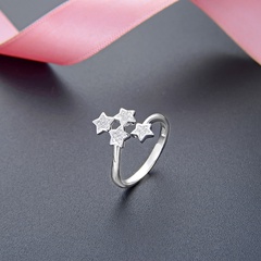 fashion exaggerated jewelry s925 sterling silver star diamond ring